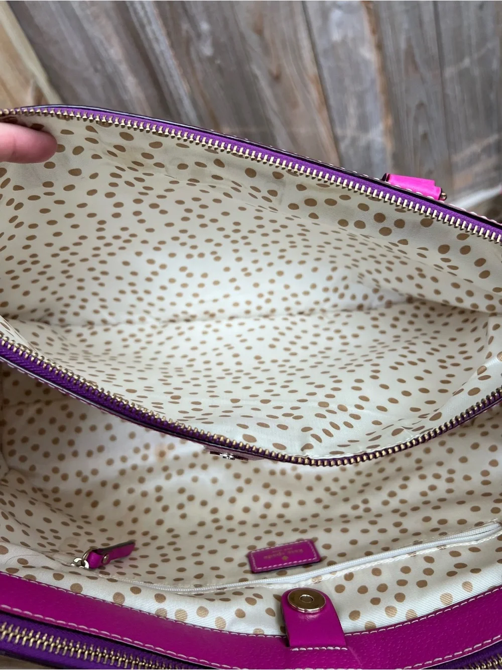 Kate Spade New York Magenta Pebbled Leather Satchel Gold Hardware Purple